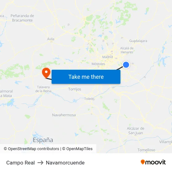 Campo Real to Navamorcuende map