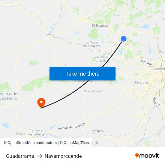 Guadarrama to Navamorcuende map
