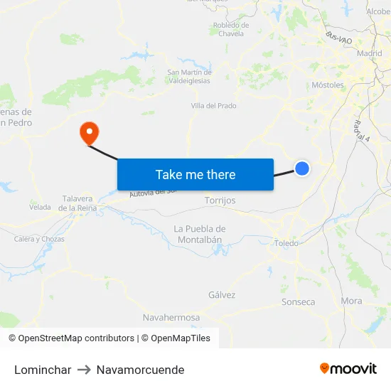 Lominchar to Navamorcuende map