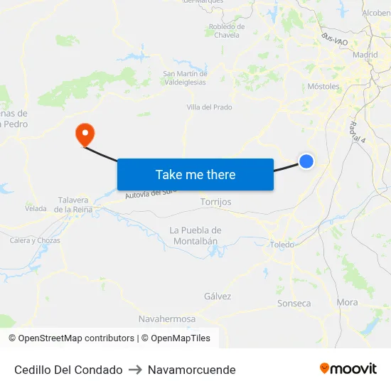 Cedillo Del Condado to Navamorcuende map