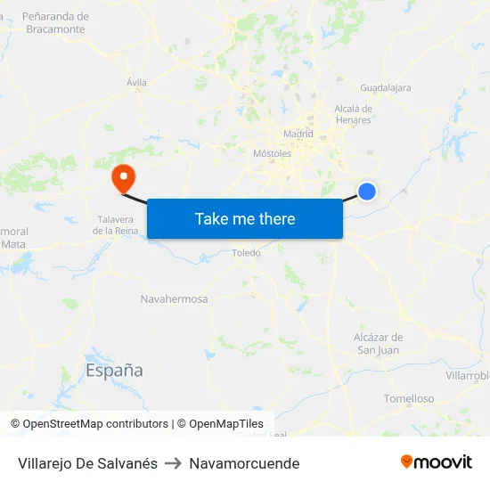 Villarejo De Salvanés to Navamorcuende map