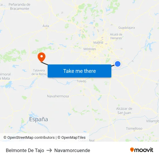 Belmonte De Tajo to Navamorcuende map