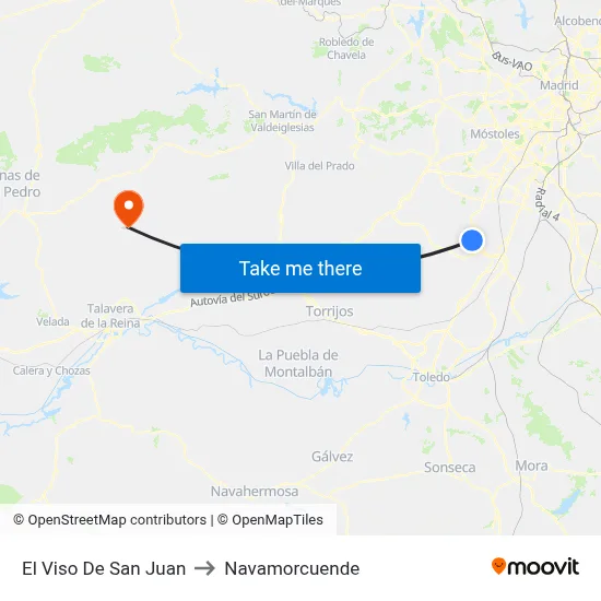 El Viso De San Juan to Navamorcuende map