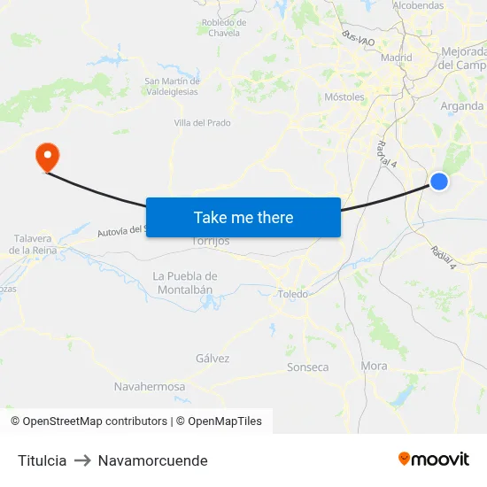 Titulcia to Navamorcuende map