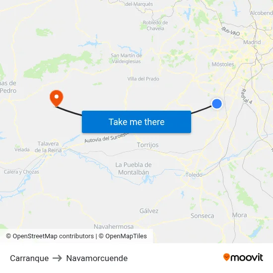 Carranque to Navamorcuende map