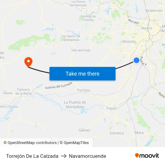 Torrejón De La Calzada to Navamorcuende map