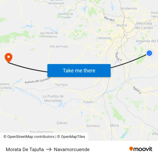 Morata De Tajuña to Navamorcuende map