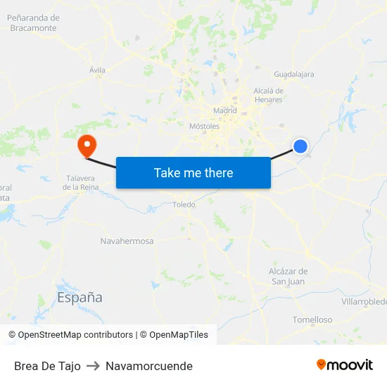 Brea De Tajo to Navamorcuende map