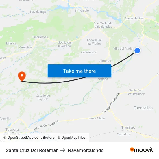 Santa Cruz Del Retamar to Navamorcuende map
