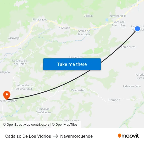 Cadalso De Los Vidrios to Navamorcuende map