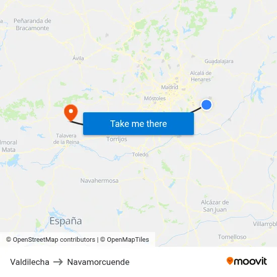 Valdilecha to Navamorcuende map