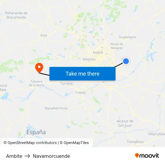 Ambite to Navamorcuende map