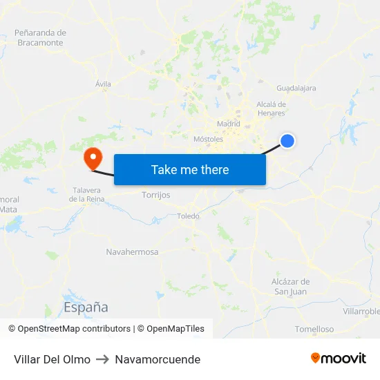 Villar Del Olmo to Navamorcuende map