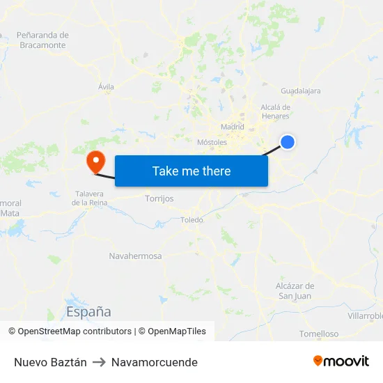 Nuevo Baztán to Navamorcuende map