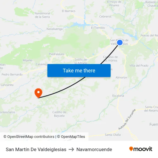 San Martín De Valdeiglesias to Navamorcuende map