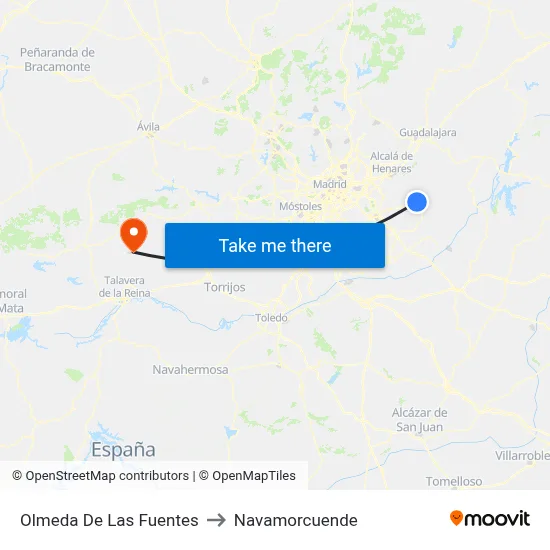 Olmeda De Las Fuentes to Navamorcuende map