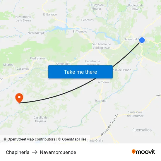 Chapinería to Navamorcuende map