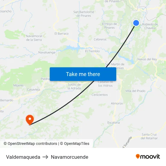 Valdemaqueda to Navamorcuende map
