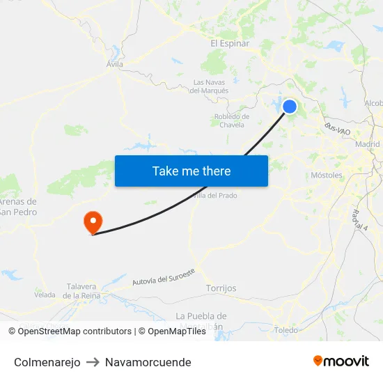 Colmenarejo to Navamorcuende map