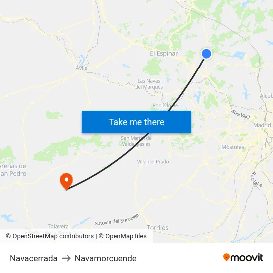 Navacerrada to Navamorcuende map