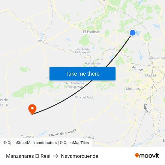 Manzanares El Real to Navamorcuende map
