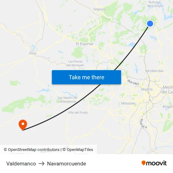 Valdemanco to Navamorcuende map