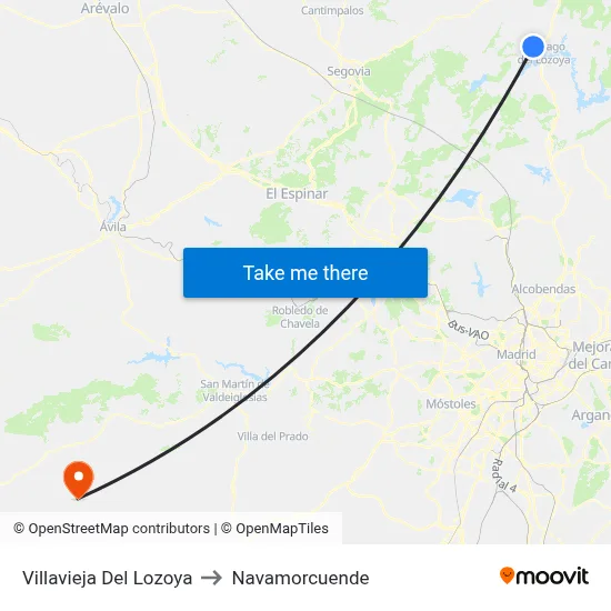 Villavieja Del Lozoya to Navamorcuende map