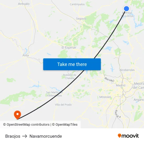 Braojos to Navamorcuende map