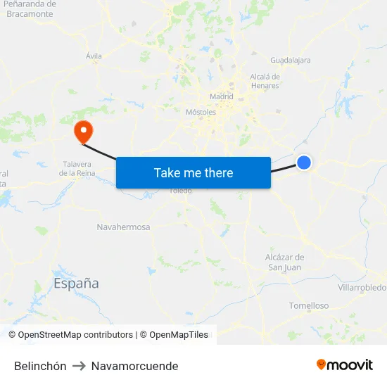 Belinchón to Navamorcuende map