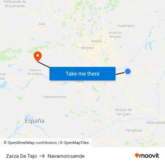 Zarza De Tajo to Navamorcuende map