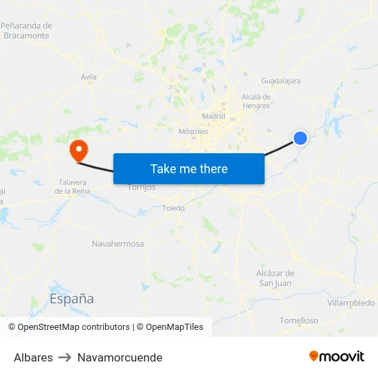 Albares to Navamorcuende map