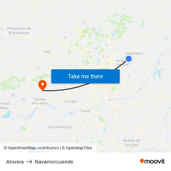 Alovera to Navamorcuende map