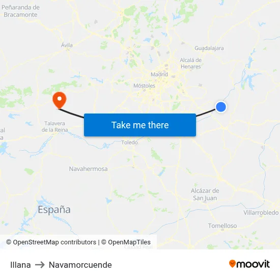 Illana to Navamorcuende map