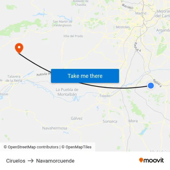 Ciruelos to Navamorcuende map