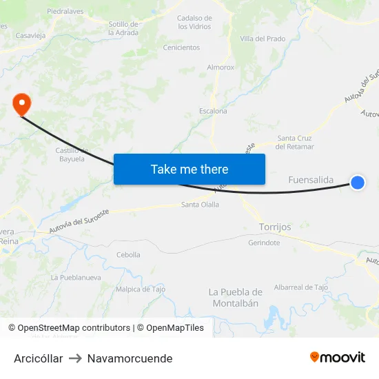 Arcicóllar to Navamorcuende map