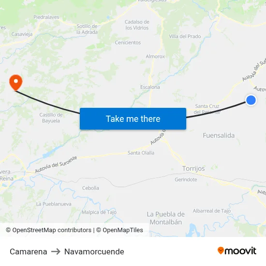 Camarena to Navamorcuende map