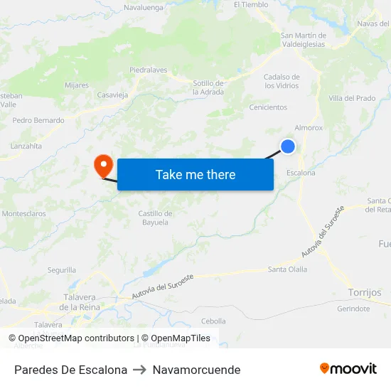 Paredes De Escalona to Navamorcuende map