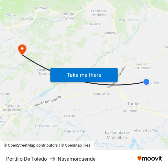 Portillo De Toledo to Navamorcuende map