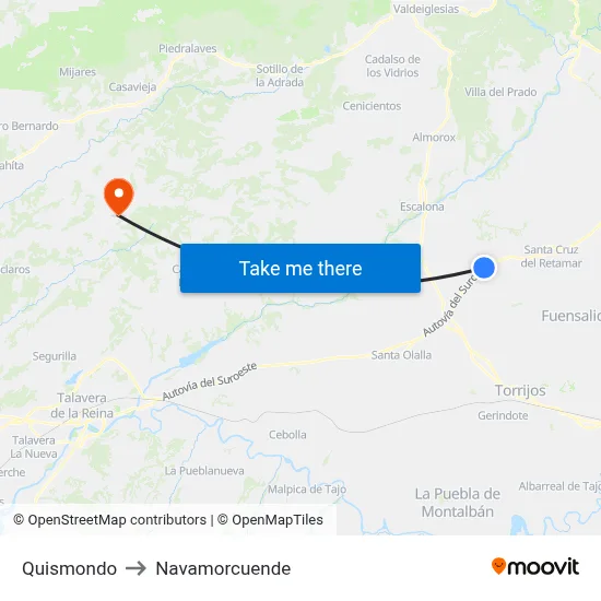 Quismondo to Navamorcuende map