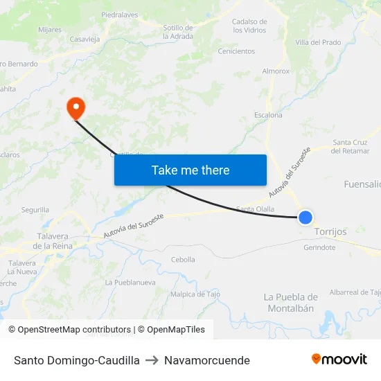 Santo Domingo-Caudilla to Navamorcuende map