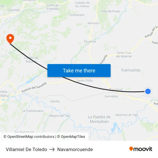 Villamiel De Toledo to Navamorcuende map