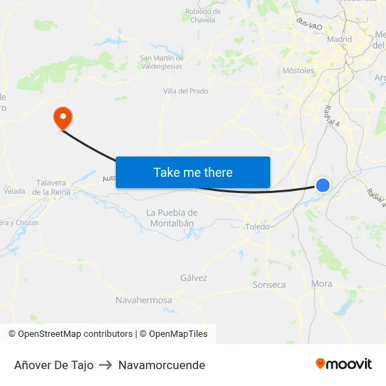 Añover De Tajo to Navamorcuende map