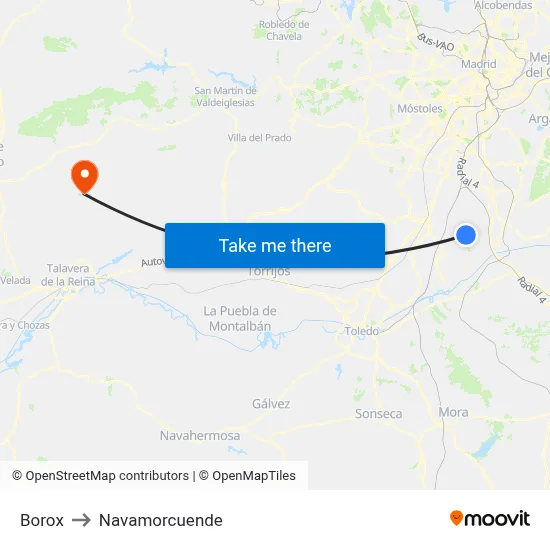 Borox to Navamorcuende map