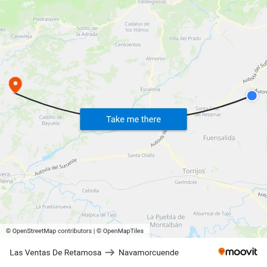 Las Ventas De Retamosa to Navamorcuende map