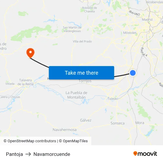 Pantoja to Navamorcuende map