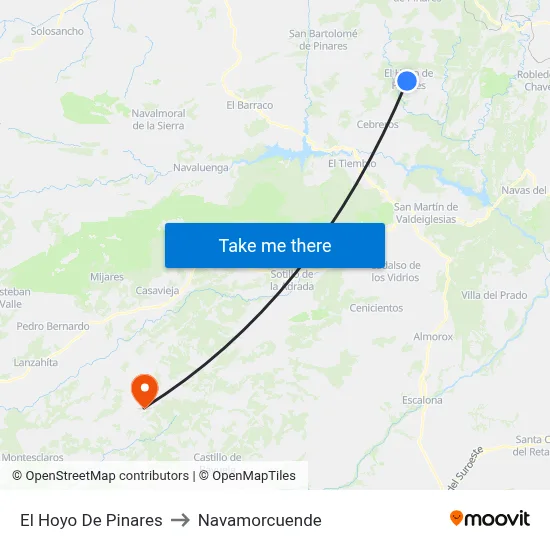 El Hoyo De Pinares to Navamorcuende map