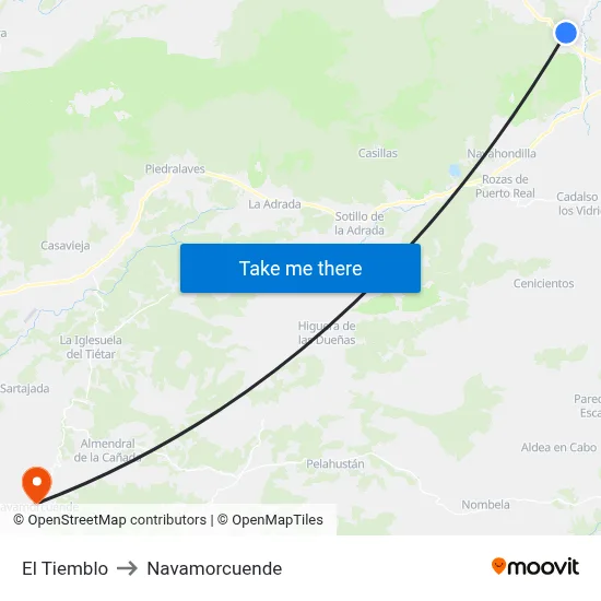 El Tiemblo to Navamorcuende map