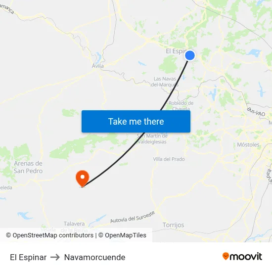 El Espinar to Navamorcuende map