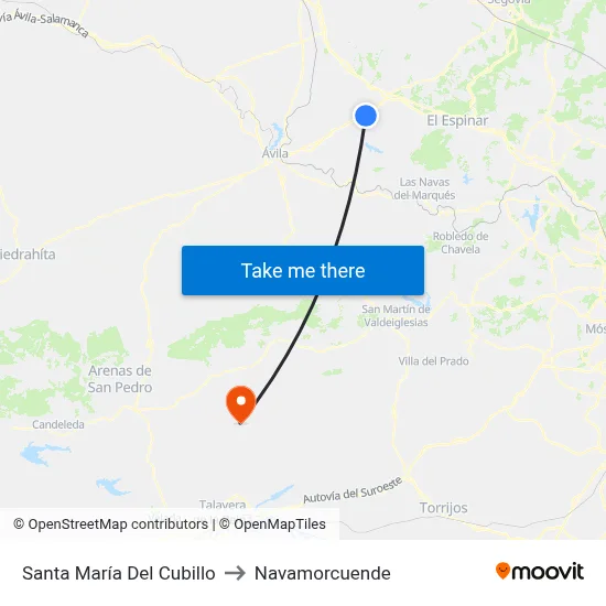 Santa María Del Cubillo to Navamorcuende map