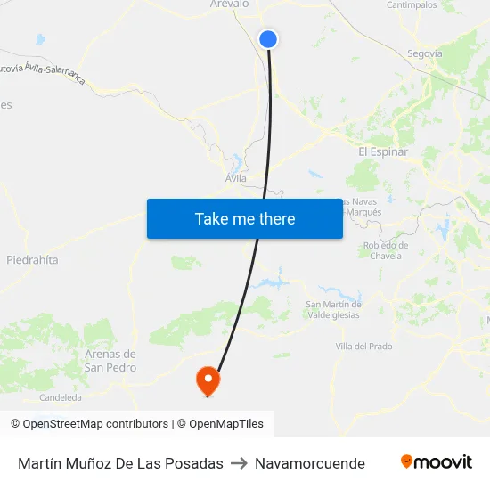 Martín Muñoz De Las Posadas to Navamorcuende map